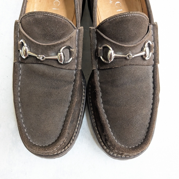 Gucci Horsebit Loafers Brown Suede Men 11.5 Leather Rubber - Picture 3 of 16